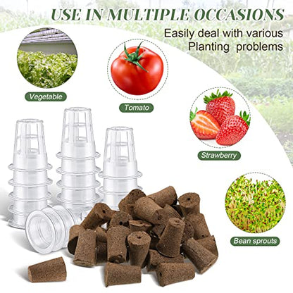 Jutom 60 Pieces Hydroponic Seed Grow Sponges Pod Kit for Indoor Outdoor Use