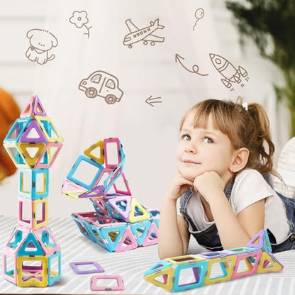 TOKBLOK 80PCS Magnetic Tiles for Kids, Magnet Blocks Building Toys Ages 3+