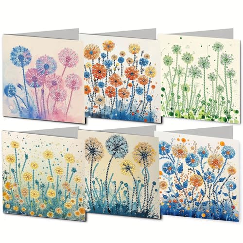 DDGYP 6pcs Diamond Art Cards with Envelopes for Birthday & Daily Greetings - color: Green