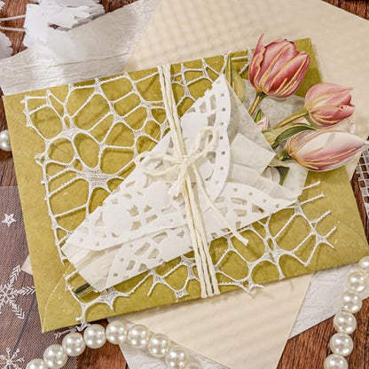 Mayplous 2 Packs Beige Aesthetic Textured Scrapbook Paper Set, Decorative Mesh Fabric & Mixed Material Sheets for Junk Journal, Planner, Collage, Card Making & Gift Wrapping (Simple)