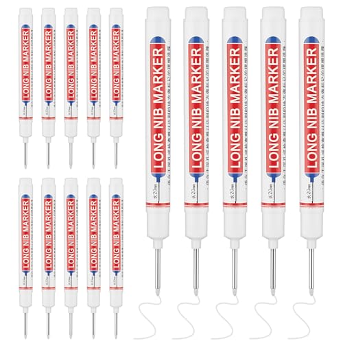 15 Pcs Long Nib Marker Pens with 20 mm Long Head Nose Tip, White - color: White