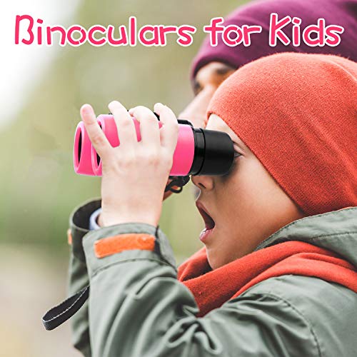 Scotamalone Kids Binoculars Shock Proof Toy Binoculars Set for Age 3-12 Years Old Boys Girls Bird Watching Educational Learning Hunting Hiking Birthday Presents - color: pink, size: one pc