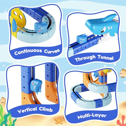Shark Electric Train Set Toys for Boys Girls 3-5: 3D Infinity Rail Cube Tracks for Kids Anti-Gravity Magnetic Train Easter Birthday Gifts STEM Toys for 3 4 5 6 7 8 Year Old Boy Girl (117PCS) - size: Advanced Set(117PCS)