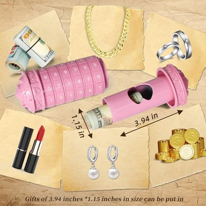 CoEjokno Da Vinci Code Numeric Cryptex Money Puzzle Box for Cash Gift, Jewelry Box with Hidden Compartment, Unique Puzzle Gift for Adults Brain Teaser Valentine’s Day Wedding & Anniversary Present - color: Pink