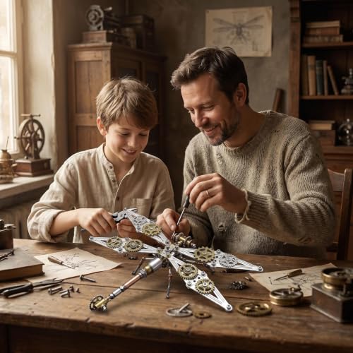 Steampunk Dragonfly 3D Metal Puzzle : 140+ Pcs 2-3 Hrs Screw Build Desktop Display Ornament DIY Assembly Gift for Father Men Teens Christmas & Birthday Gift(Dragonfly B) - style: Dragonfly B