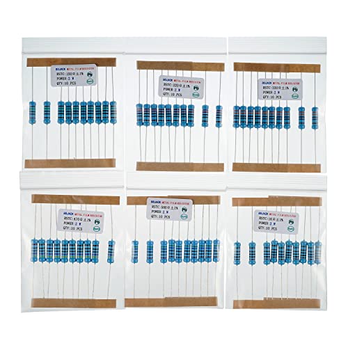 BOJACK 300 Pcs 30 Values Resistor Kit 1 Ohm - 1M Ohm with 1% 2W Metal Film Resistors Assortment - size: 2 W
