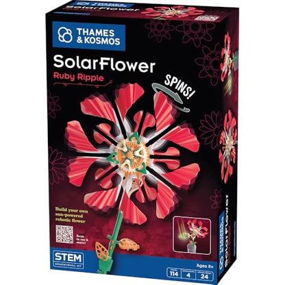 Thames & Kosmos SolarFlower Ruby Ripple STEM Kit | Build a Motorized Solar-Powered Flower with Spinning, Colorful Petals, Educational Gift for Kids Ages 8+, Adults - color: Ruby Red
