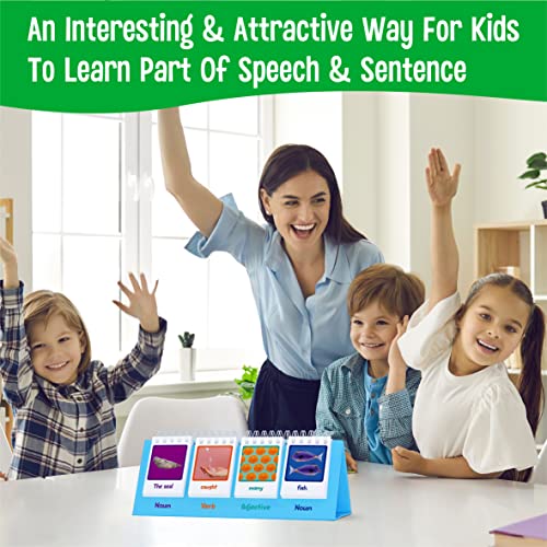 Sentence Flip Charts, 80 Double Sided Cards in Noun/Verb/Adjective/Preposition 40 New Sentence Building Freestanding Flip Chart Educational Learning Tool for School Supplies - style: Sentence-A