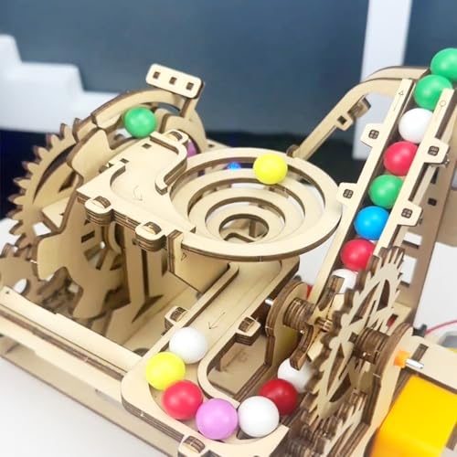 3D Wooden Roller Coaster Puzzle Motorized Marble Run Construction Kit