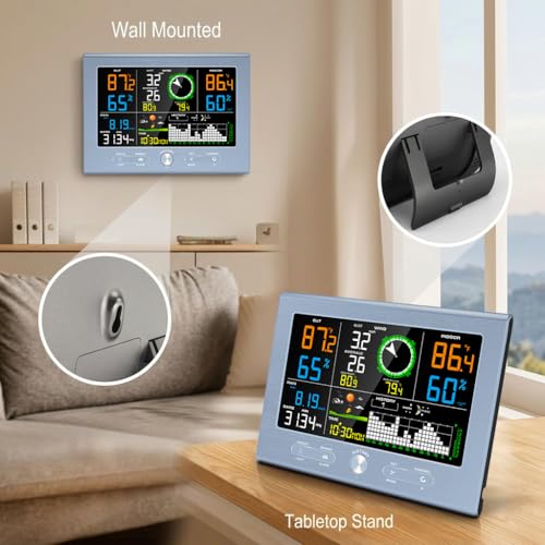 Urageuxy Wireless Weather Station for Home, 492FT Remote Range, Weather Stations with Rain Gauge, Wind Speed/Direction Sensor, Indoor/Outdoor Thermometer Humidity, Barometric Pressure, Atomic Clock