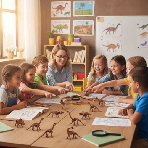 30 PCS Dinosaur Fossil Skeletons, Assorted Dinosaur Skeleton Toys Figures for Science Play Dino Sand Dig Party Favor Decorations - style: Brown