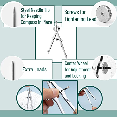 Mr. Pen- Metal Protractor and Metal Compass Set, Compass for Geometry