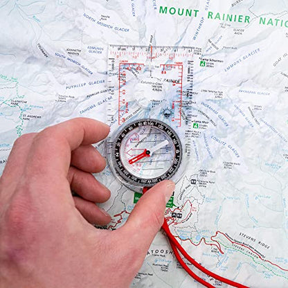 Sun Company ProMap - Ultra Lightweight Baseplate Map Compass with Declination Scale - Accurate Orienteering Compass for Hiking, Backpacking, Camping, and Survival Navigation