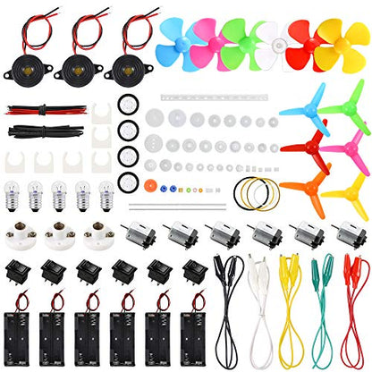 Sntieecr 6 Set 131 PCS DC Motors Kit, Mini Electric Motor 1.5-3V 15000RPM - style: 131 x Electric Circuit Kit