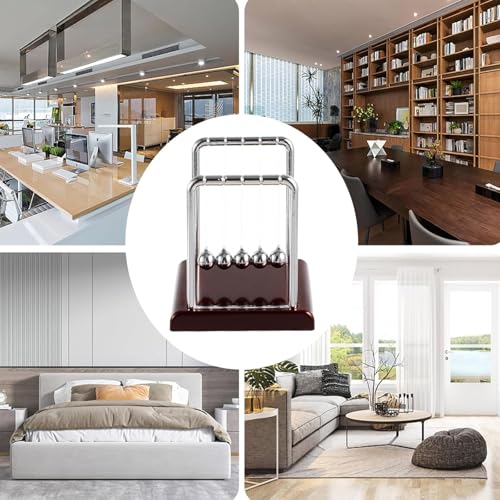 DEWIN Newtons Cradle Pendulum Steel Balance Swinging Magnetic Ball Perpetual Motion Desk Toy Physics Science Desk Fun Toy Swinging Kinetic Balls for Office Decor Gift 3.35 x 2.76 x 3.54 Inches