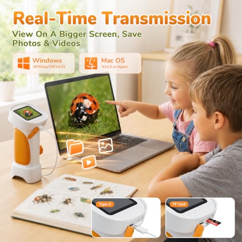 1000X Handheld Digital Microscope for Kids with 2.4" IPS Screen (Orange) - color: Orange