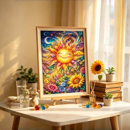 5D Smiling Sun Floral Diamond Art kits for Adults Beginners 12x16inch - color: KM1283-1
