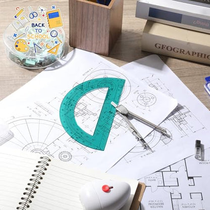 EBOOT Drawing Compass and 6 in Protractor Geometry Set, Turquoise - color: Turquoise