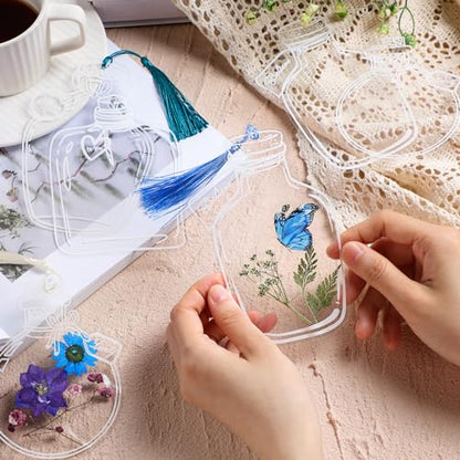 Taobary 91 Pcs DIY Dried Flowers Bookmarks Transparent, Elegant Color - color: Elegant Color
