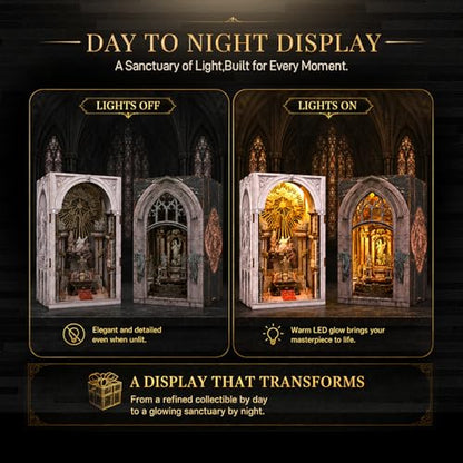 MiniCity 2-Piece Book Nook Kit Set, 3D Wooden Puzzle Bookshelf Insert Decor - color: Duomo Di Mliano & St. Charles Church