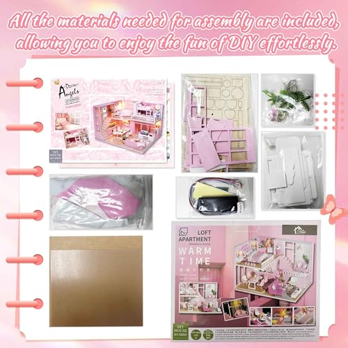 Flever Dollhouse Miniature DIY House Kit Creative Room with Loft Apartment Scene for Romantic Artwork Gift (Dream Angel) - color: Dream Angels