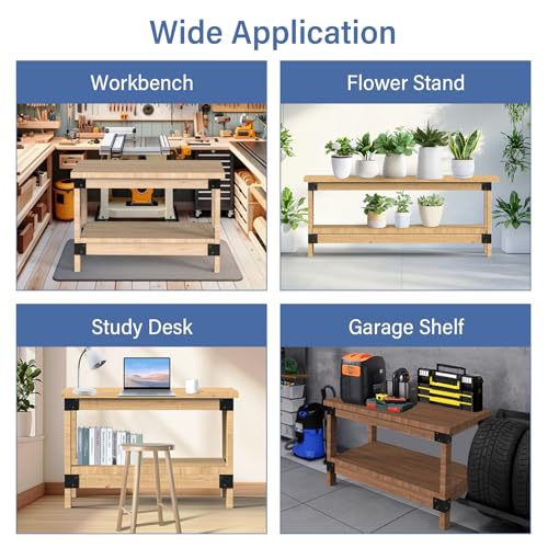 Workbench Bracket Kit 4PCS, Fits 2x4(Actual 1.5"x3.5") Wood - size: 2x4