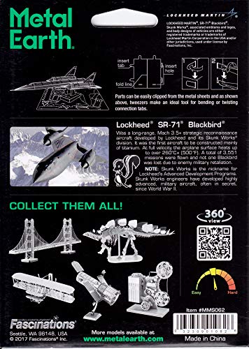 Metal Earth SR-71 Blackbird Airplane 3D Metal Model Kit Fascinations