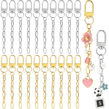 Hzopcw 20pcs Keychain Making Kits for Bag Charm, Gold & Silver - color: A-20pcs-Gold,Silver