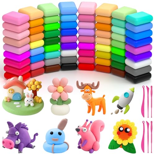 Ainiv Air Dry Clay Kit, 72 Colors DIY Model Magic Clay for Kids - color: 72 Colors