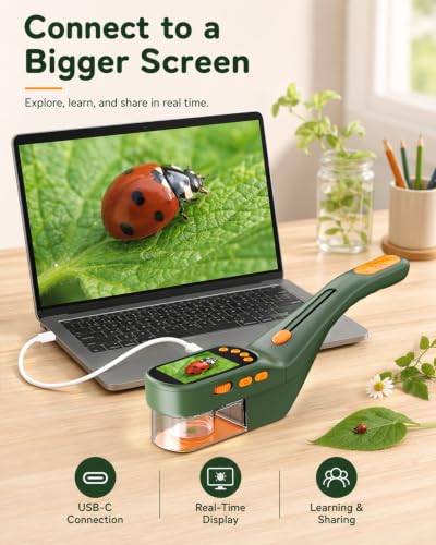 Ashfly Bug Catcher Kit for Kids, Handheld Microscope for Kids with Screen - color: Green