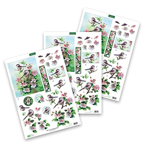 Katy Sue Designs Floral Collection 3D Die-Cut Decoupage Sheets for Card Making. A Pack of 12 Sheets of Floral-Themed Die Cuts for Card Making Supplies or Scrapbooking