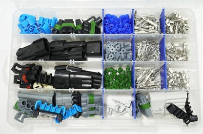 365pcs (2,3,4,5 PIN) Metri-Pack 280 Series 30 Amp Conductor Connector, Terminal, Sealed Weatherproof Automotive Electrical Connectors Kit 10-20 GA - size: 2-5 Pin Kit (365pcs)