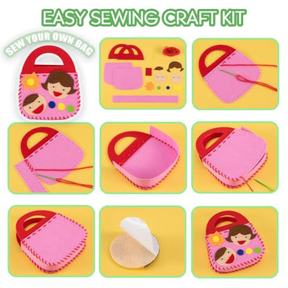 OZENT 8 Set Sewing Handbag Kit, Sew Your Own Purses and Handbags, Felt Sewing Kit with Stickers DIY Sewing Felt Craft for Girls - color: 8 Pack Cartoon