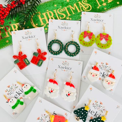 Xaekicr Christmas Polymer Clay Cutters Set – 8 Pcs Holiday Clay Earring Cutters for DIY Jewelry Making, Santa Tree Wreath Gifts – Clay Tools for Polymer Clay Molds Projects - color: 2C color