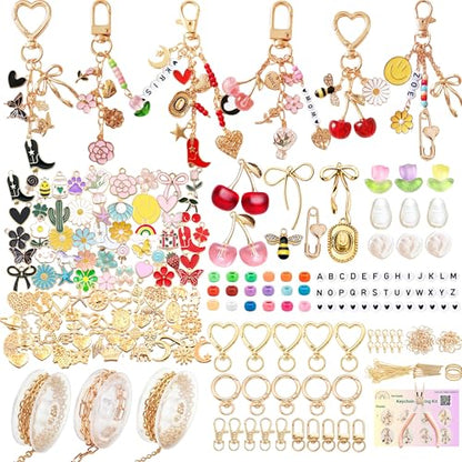 NewOasis 768Pcs Keychain Making Kit,DIY Bag Charm Kit,Huge Variety - color: Gold-768pcs kit