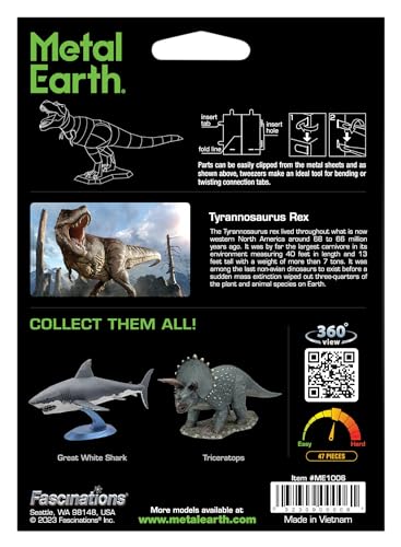 Metal Earth Tyrannosaurus Rex Color 3D Metal Model Kit Fascinations