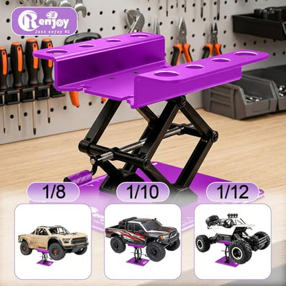 RC Stand Lift Lower with 3-Slot Screw Tray for 1/8 1/10 1/12 Scale, Purple - color: Purple, With 3-slot Screw Tray