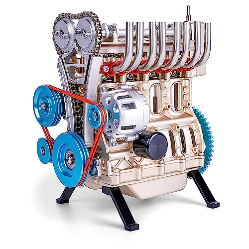 Motor city classics 4-Cylinder Diecast Engine Kit | Educational Assembly | Over 300 Pieces | Battery Operated