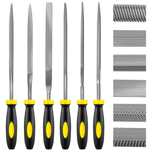 6-Piece Metal Needle File Set - Hardened Alloy Steel - color: Black-6pcs