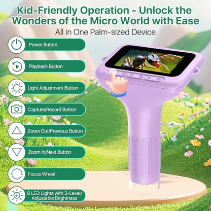 Digital Handheld Microscope for Kids 3.0" HD 32GB 1000X Camera Portable