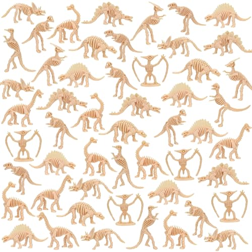 60 PCS Dinosaur Fossil Skeletons, Assorted Dinosaur Skeleton Toys Figures for Science Play Dino Sand Dig Party Favor Decorations - style: dino skeletonA