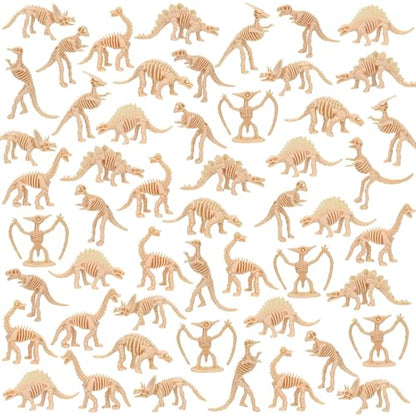 60 PCS Dinosaur Fossil Skeletons, Assorted Dinosaur Skeleton Toys Figures for Science Play Dino Sand Dig Party Favor Decorations - style: dino skeletonA