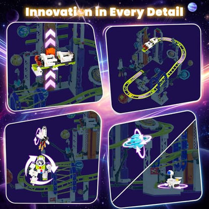 Space Roller Coaster Building Set with Light Up Solar System Gifts for Kids