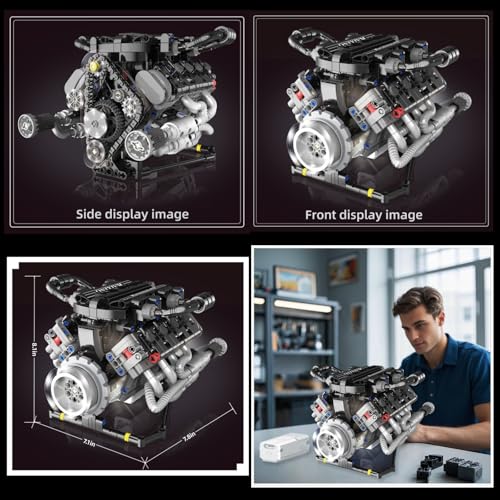 V8 Engine Building Kits that Runs with Motor & APP Controls,715+Pcs