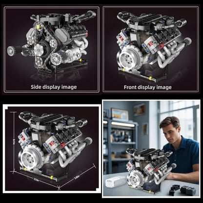 V8 Engine Building Kits that Runs with Motor & APP Controls,715+Pcs