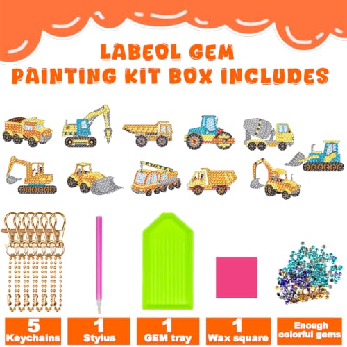 Labeol Diamond Art Kits for Kids with 5D Diamond Creat Your Own GEM Keychains Arts and Crafts for Kids Ages 8-12 Christmas Stocking Birthday Gifts for Kids 6+ - style: Dinosaur