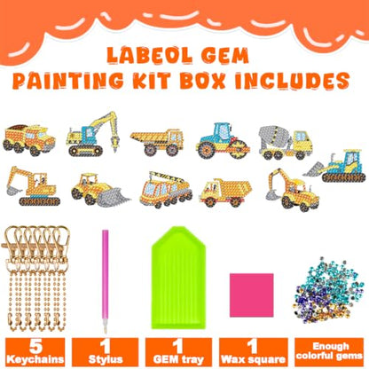 Labeol Diamond Art Kits for Kids with 5D Diamond Creat Your Own GEM Keychains Arts and Crafts for Kids Ages 8-12 Christmas Stocking Birthday Gifts for Kids 6+ - style: Dinosaur