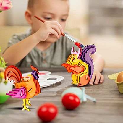 calary 3D Wooden Puzzle Simulation Animal Dinosaur Assembly DIY Model Toy for Kids and Adults,Set of 6 - style: C-Animals Assembly