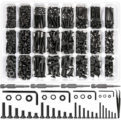 1700Pcs M2 M3 M4 M5 Hex Socket Flat Head Screws Assortment Kit - size: C. M2 M3 M4 M5