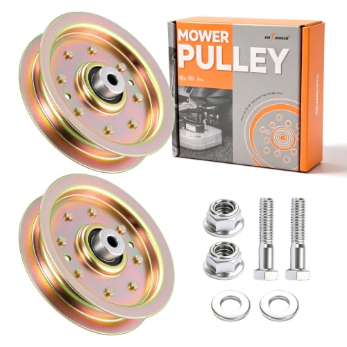 Flat Idler Pulley 753-08171 956-04129 for Cub Cadet Parts RZT 50 Mower Deck Drive Pulleys Troy Bilt LTX1050 GT54 RZT42, Fits 38" 42" 50" 54" Riding Lawn Tractor Replacement, 2 Pack - color: 2 PCS